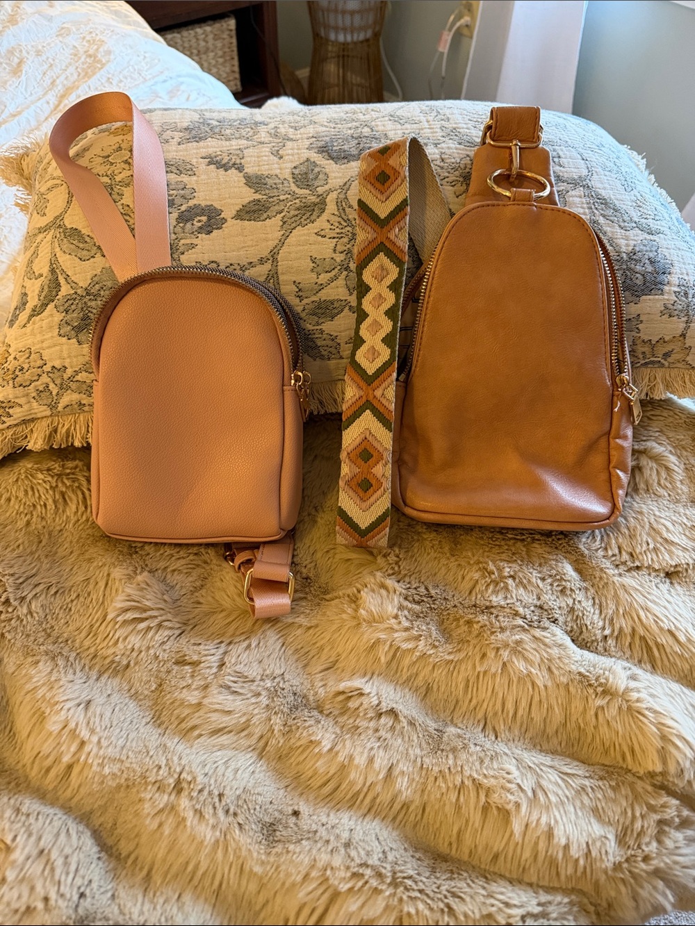 Minimalist Pink Crossbody Sling Bag - Lightweight Everyday Purse